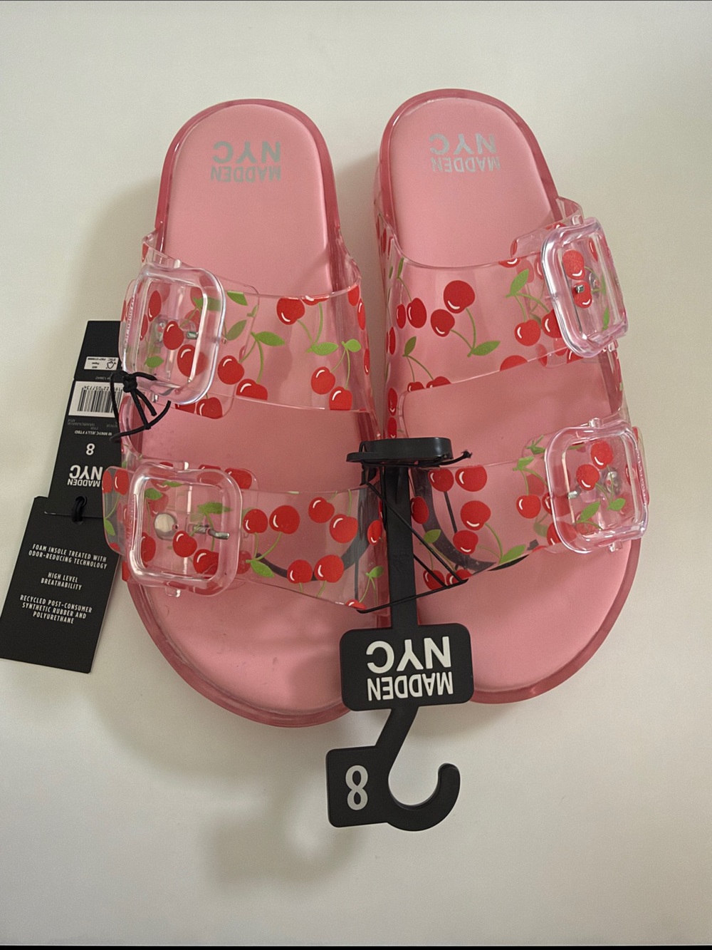 Madewell Kids Pink Cherry Buckle Slides